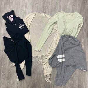 Hollister Y2K 5 piece lot baby tees crop tops knit cardigan shrug vest size XS